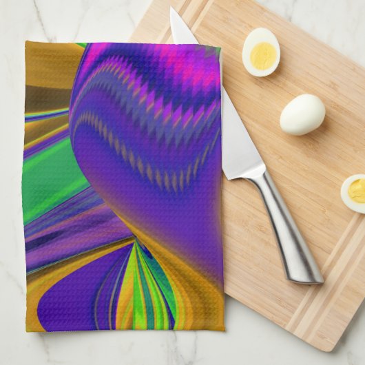 Summerrainbow , Abstract 3D Rainbowart キッチンタオル (四つ折り)