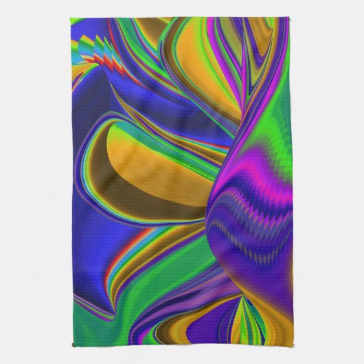 Summerrainbow , Abstract 3D Rainbowart キッチンタオル (縦)