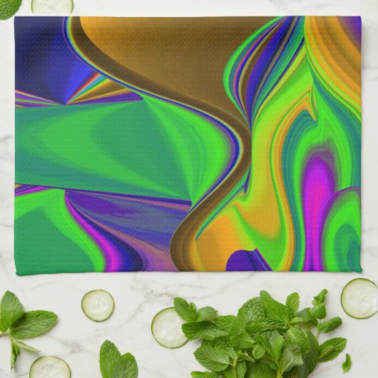 Summerrainbow , Abstract 3D Rainbowart キッチンタオル (折り畳み)