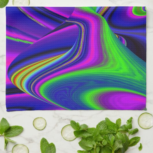 Summerrainbow , Abstract 3D Rainbowart キッチンタオル (折り畳み)