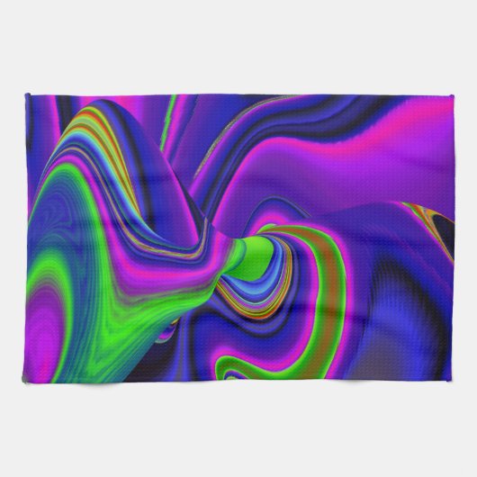 Summerrainbow , Abstract 3D Rainbowart キッチンタオル (横)
