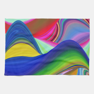 Summerrainbow , Abstract 3D Rainbowart キッチンタオル