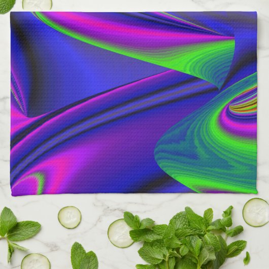 Summerrainbow , Abstract 3D Rainbowart キッチンタオル (折り畳み)