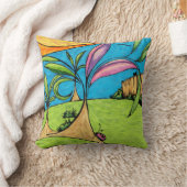 Summertime Ladybird Painting Throw Pillow クッション (ブランケット)