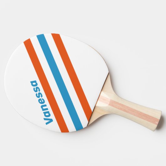Summertime Nostalgic Angled Striping with Name 卓球ラケット (横)