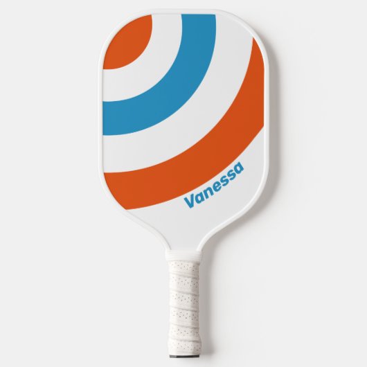 Summertime Nostalgic Circle Stripe with Name ピックルボールラケット (正面)