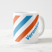 Summertime Nostalgic Stripes with Name ジャンボコーヒーマグカップ (正面右)