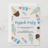 Summertime Watercolor Popsicle Party Invitation 招待状 (正面)