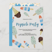 Summertime Watercolor Popsicle Party Invitation 招待状 (正面/裏面)