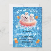 SummerWeenハロウィンプール誕生日パーティー幽霊 招待状 (正面)