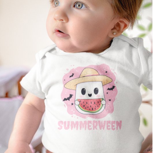 Summerween Cute Ghost Watermelon Summer ベビーTシャツ