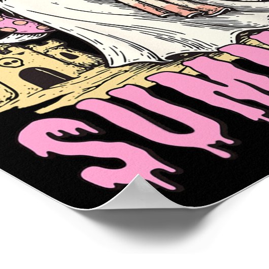 Summerween Hot Ghoul Summer Funny Cute Ghost Pool ポスター (角)