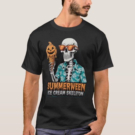 Summerween Skeleton – アイス不気味クリームハロウィーンV Tシャツ (正面)