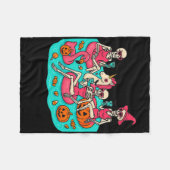Summerween Skeleton Flamingo Just Waiting For Hall フリースブランケット (正面(横))