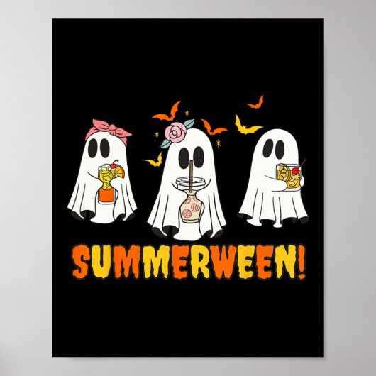 Summerween Skeleton Ghost Beach Party Halloween Vi ポスター (正面)