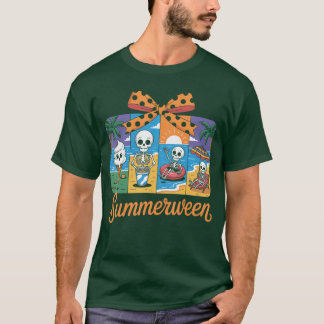Summerween Skeleton Ghost Beach Party Halloween Vi Tシャツ