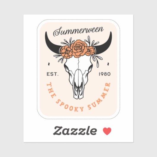 Summerween spooky summer floral skull aesthetic シール (シート)