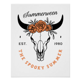 Summerween spooky summer floral skull aesthetic ポスター