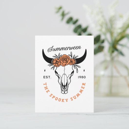 Summerween spooky summer halloween party skull ポストカード (スタンド正面)