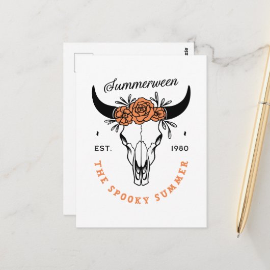 Summerween spooky summer halloween party skull ポストカード (正面/裏面インサイチュ)