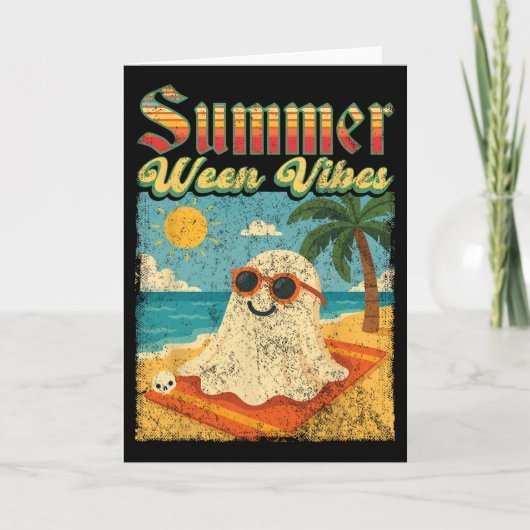 Summerween Vibes Ghost Funny Summer Halloween カード (正面)