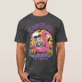 Summerween Vibes Skeleton Flamingo Spooky Hallowee Tシャツ (正面)