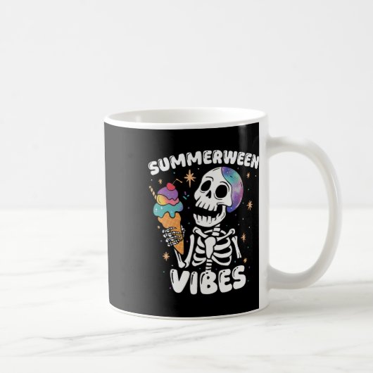 Summerween Vibes Skeleton Ice Cream Art Summer Hal コーヒーマグカップ (右)