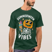 Summerween Vibes Skeleton Ice Cream Summer Vacatio Tシャツ (正面)