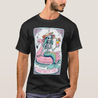 Summerween Vibes Skeleton Mermaid Tarot d Summer V Tシャツ