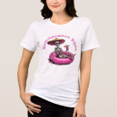 Summerween Vibes Skeleton Pink Float Tropical トライブレンドＴシャツ (正面)