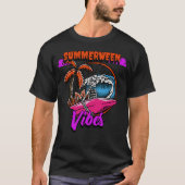 Summerween Vibes Surfing Skeleton Tシャツ (正面)