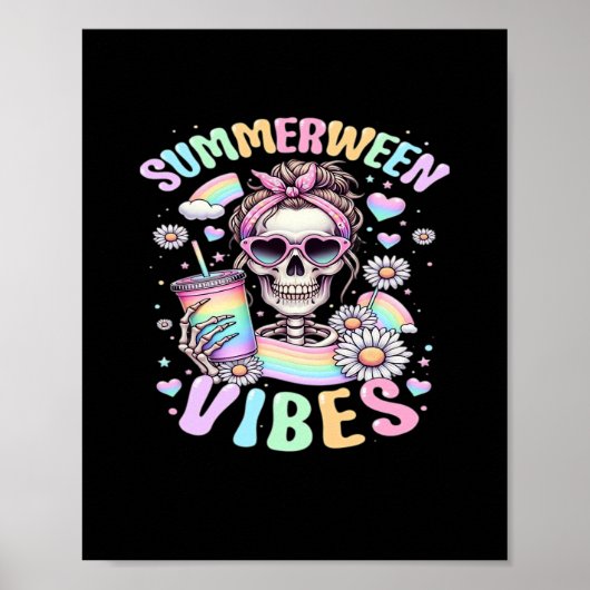 Summerween Vibes Sweet Skeleton Girl Summer Hallow ポスター (正面)