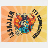 Summerween Witch Skeleton in Tropical Witch Hat  フリースブランケット (正面(横))