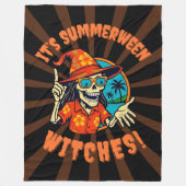 Summerween Witch Skeleton in Tropical Witch Hat 2 フリースブランケット (正面)