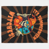 Summerween Witch Skeleton in Tropical Witch Hat 2  フリースブランケット (正面(横))