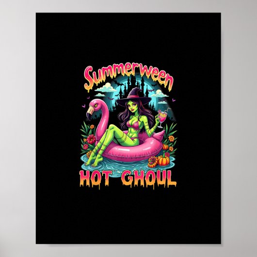 Summerween Witch Vibes Vacation Halloween Funny Pa ポスター (正面)