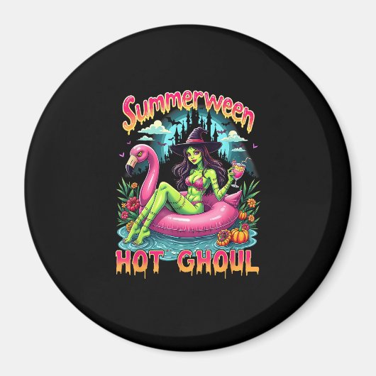 Summerween Witch Vibes Vacation Halloween Funny Pa マグネット (正面)