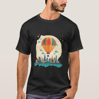 Summery Hot Air Balloon Travel In City Tシャツ