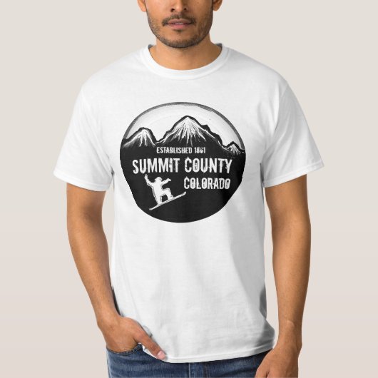 Summit County Coloradoスノーボードバリューエストティー Tシャツ (正面)