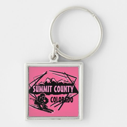 Summit County Coloradoピンクスキーロゴキーチェーン キーホルダー (正面)