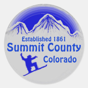 Summit County Coloradoブルースノーボードアートシール ラウンドシール
