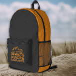 Summit Ignore Complains Hiking orange Backpack プリントバックパック<br><div class="desc">This black hiking backpack with bold orange side panels is designed for those who treat the trail with a sense of humor and determination. The contrast between the deep black base and bright orange accents gives the backpack a dynamic, outdoor-ready look that stands out without feeling overdesigned. On the front...</div>