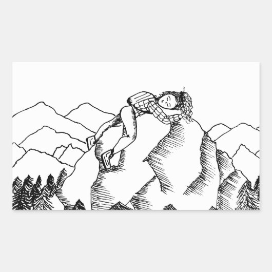 Summit of Love Sticker – 白黒 長方形シール (正面)