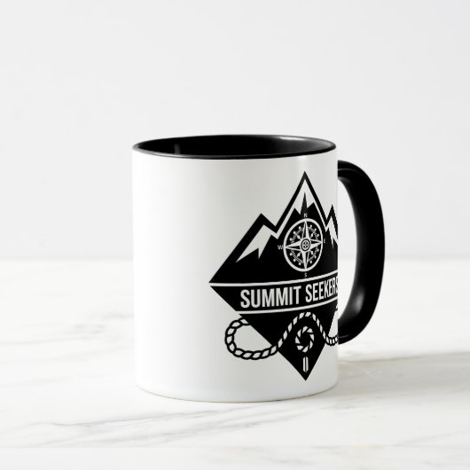 Summit Seekers Mountain Climbing Badge Design マグカップ (正面右)