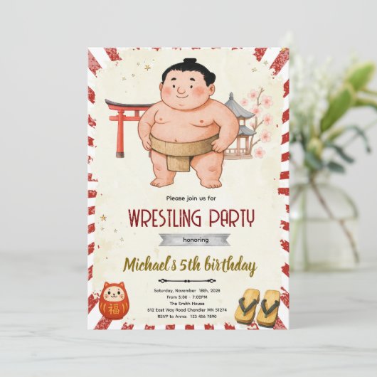 Sumo birthday party invitation 招待状 (スタンド正面)