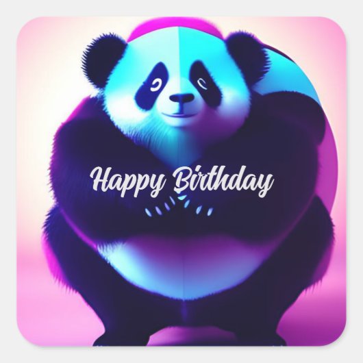 Sumo Panda The Bamboo Gnasher,誕生日シール スクエアシール (正面)