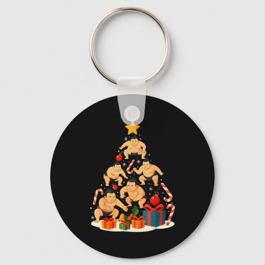 Sumo Wrestling Japanese Sumo Wrestler Christmas Tr キーホルダー (正面)