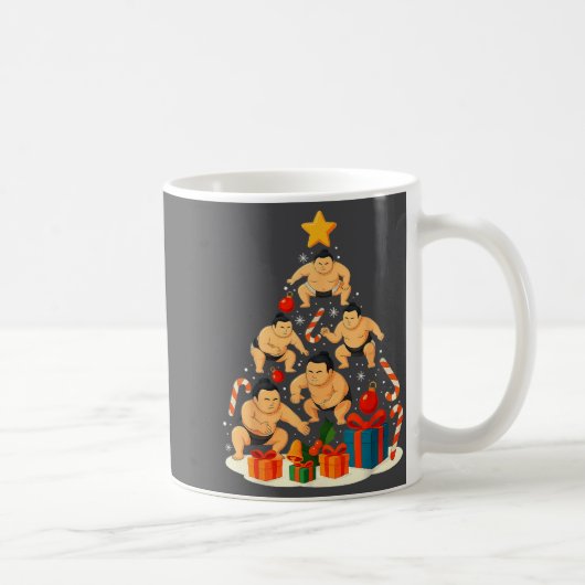 Sumo Wrestling Japanese Sumo Wrestler Christmas Tr コーヒーマグカップ (右)