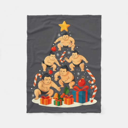 Sumo Wrestling Japanese Sumo Wrestler Christmas Tr フリースブランケット (正面)