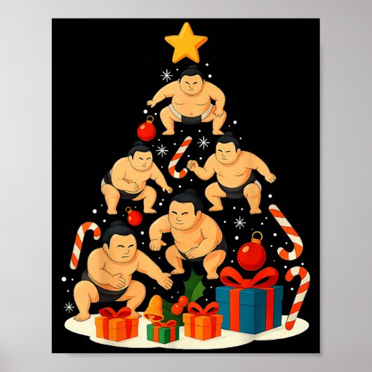 Sumo Wrestling Japanese Sumo Wrestler Christmas Tr ポスター (正面)